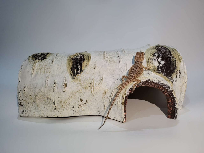 RunXF Artificial Birch Log Hide Reptile Shelter Sleeping Cave Wood Shape Hideout Terrarium Landscaping Ornament L - BeesActive Australia