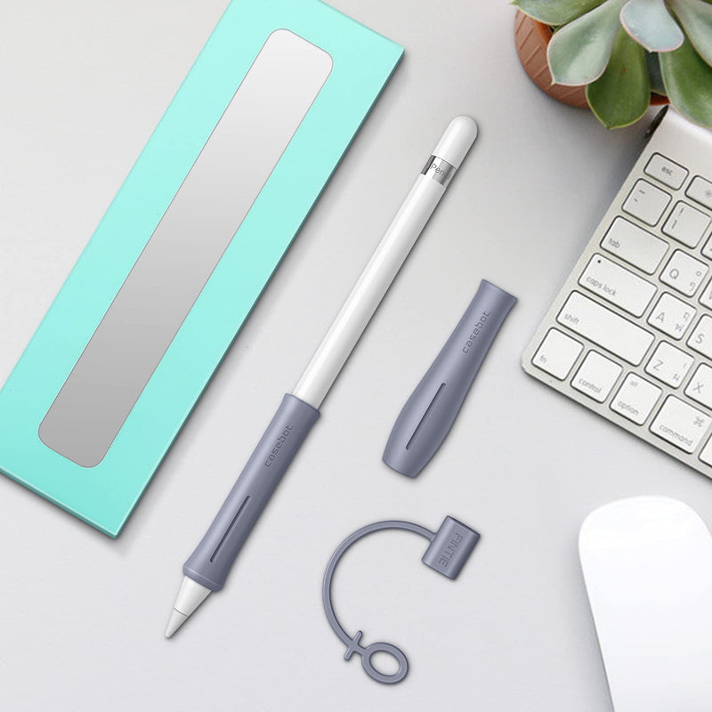 FINTIE 2-Piece Silicone Grip Holder for Pencil 1st 2nd Gen, Protective Skin Sleeve Case Accessories for Pencil 1 2, Lavender Grey *Lavender Grey - BeesActive Australia