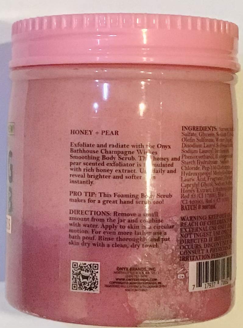 ONYX BATHHOUSE CHAMPAGNE WISHES HONEY EXTRACT EXFOLIATING FOAMING BODY SCRUB - BeesActive Australia