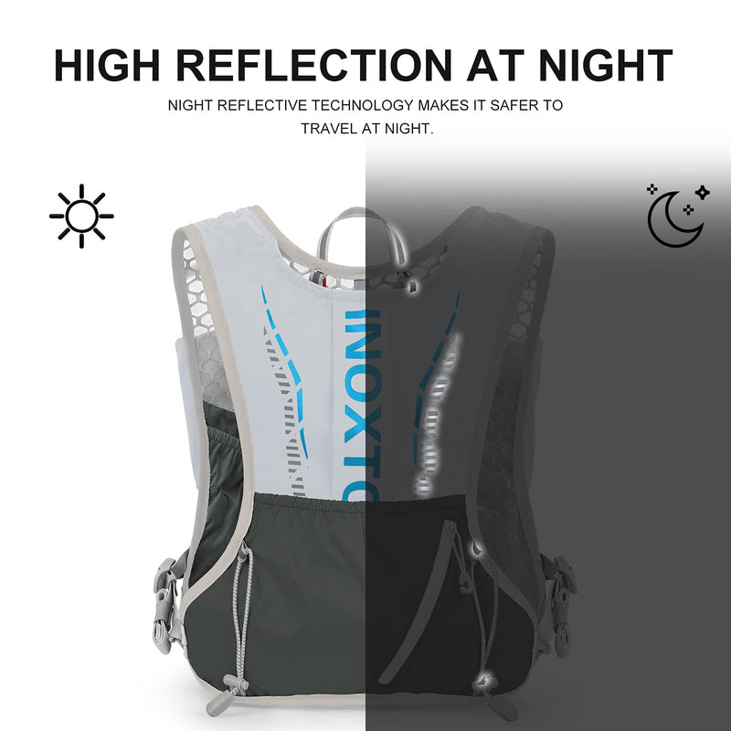 INOXTO Hydration Vest Backpack,Lightweight Water Running Vest Pack with 1.5L Water Bladder Bag Daypack for Hiking Trail Running Cycling Race Marathon for Women Men Kids Grey - BeesActive Australia