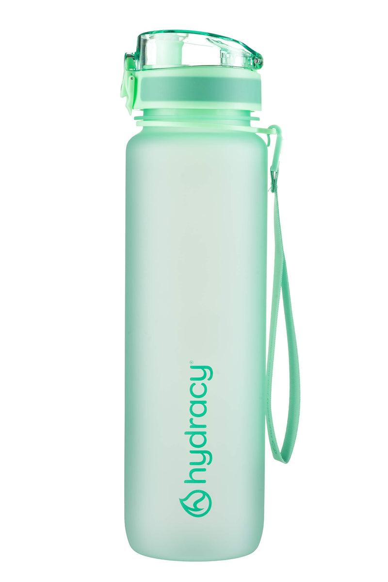 Hydracy Water Bottle with Time Marker - Large 1 Liter 32 Oz BPA Free Water Bottle - Leak Proof & No Sweat Gym Bottle with Fruit Infuser Strainer - Ideal Gift for Fitness or Sports & Outdoors Aqua Green - BeesActive Australia