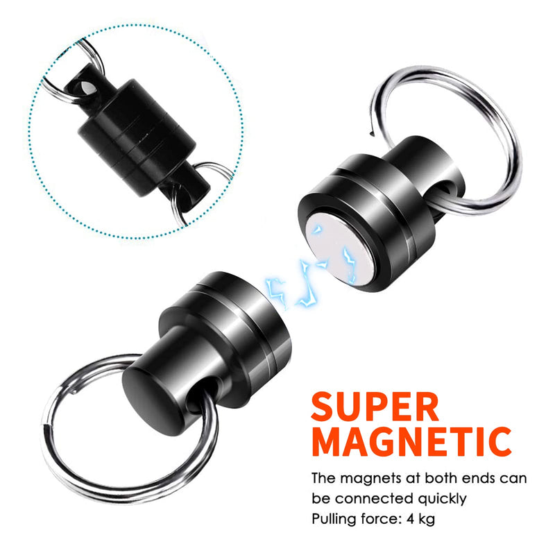 YAFIYGI Magnetic Quick Release Keychain with 2 Pcs Aluminum D Ring Carabiners Landing Holder Screw Locking Buckle Hook D Shape Spring Snap Keychain Clips for Fly Fishing Magnet Metal Hooks - BeesActive Australia