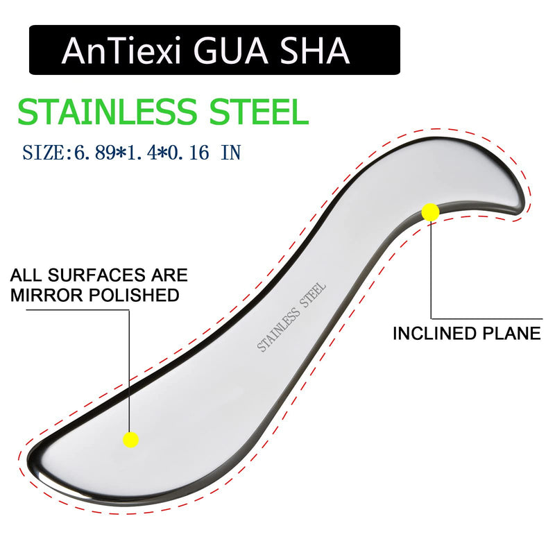 Stainless Steel Gua Sha Tools-Massage Scraping Tool for Soft Tissue Mobilization,Physical Therapy for Back, Legs, Arms(AnTiexi-03) AnTiexi-03 - BeesActive Australia