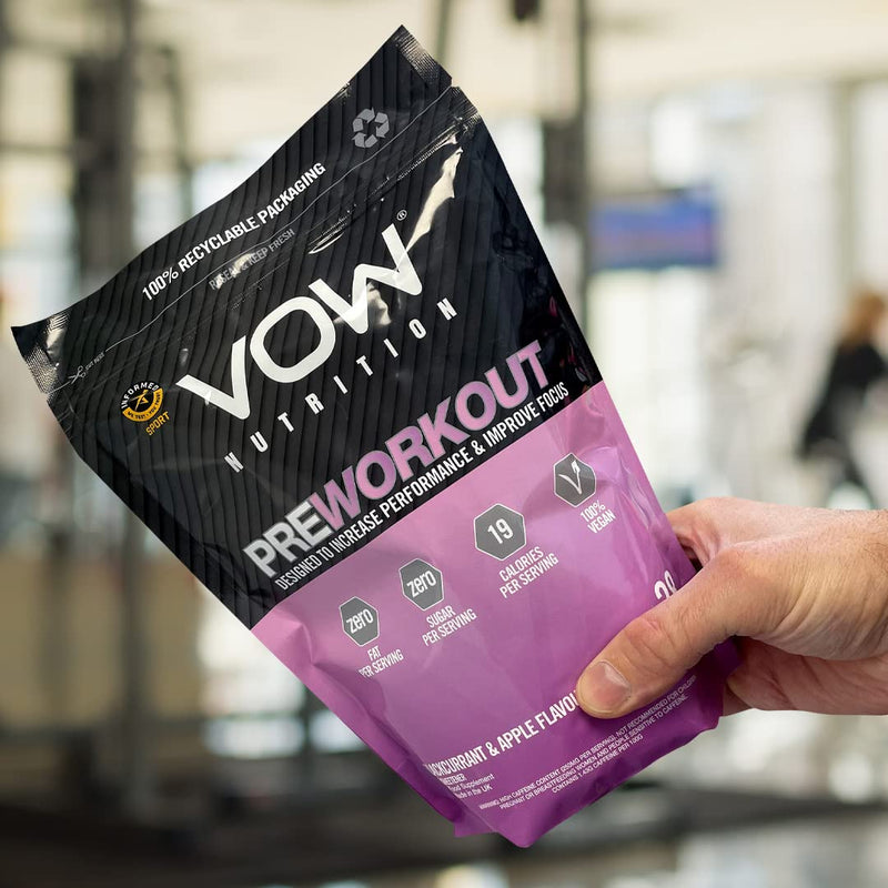 VOW Pre Workout Advanced Complex with Creatine, Beta Alanine, Caffeine, Improve Energy & Focus (Blackcurrant & Apple) Blackcurrant & Apple - BeesActive Australia