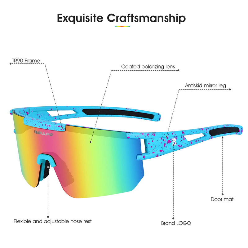 BOLLFO Cycling Sunglasses, UV 400 Eye Protection Polarized Eyewear for Men Women Colorful Lens - BeesActive Australia
