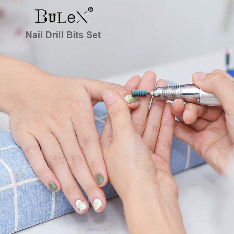 Bulex 7pcs Nail Drill Bits for Acrylic Nails, Professional Tungsten Carbide 3/32 Little Nail Drill Bit Set for Gel Nails Cuticles - BeesActive Australia