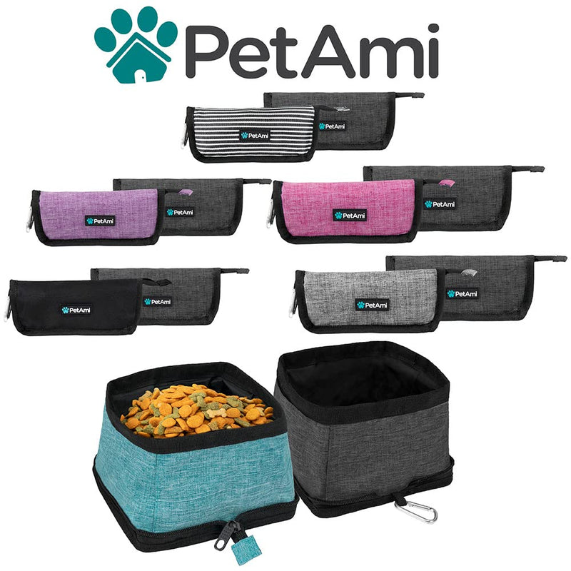 PetAmi Collapsible Dog Bowls 2 Pack, Travel Dog Bowls, Portable Water Bowl for Dog Puppy Cat Pet, Foldable Doggy Food Bowl for Traveling Hiking Camping Walking Outdoor Gear Accessories Black - BeesActive Australia