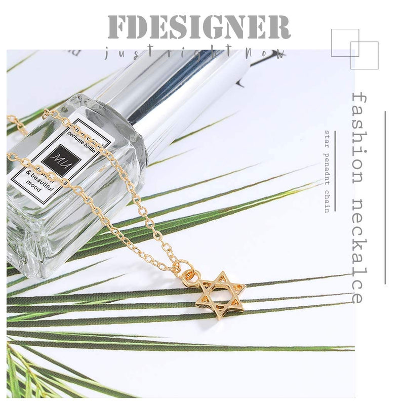 Fdesigner Gold Star Choker Fashion Pendant Necklace Dainty Necklaces Chain Charm Necklace Jewelry for Women and Girls - BeesActive Australia