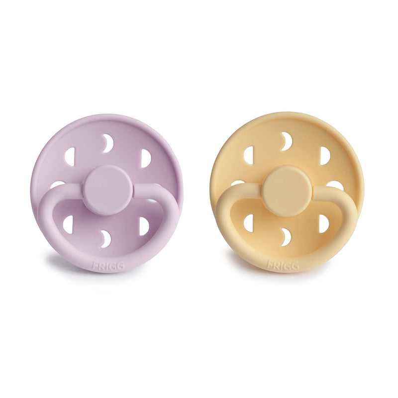 Frigg Moon SilkySoft Silicone Baby Pacifier | Made in Denmark | BPA-Free (Pale Daffodil/Soft Lilac, 0-6 Months) 1 Count (Pack of 2) Pale Daffodil/Soft Lilac - BeesActive Australia