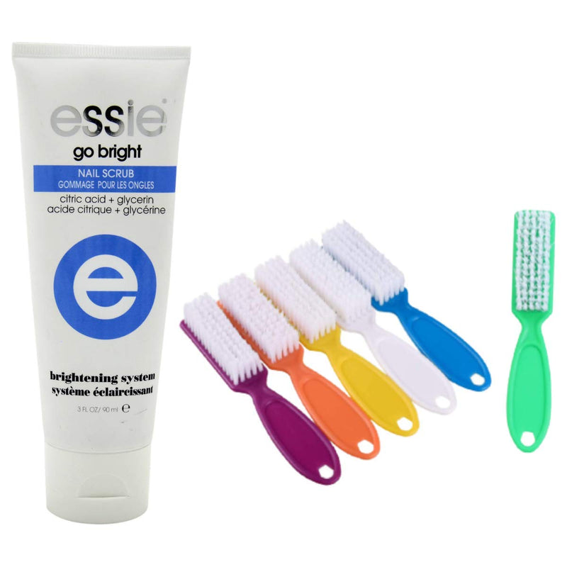 Essie Go Bright Nail Scrub 3oz with Nail Care Ikonna Brush Soft for Fingernails Toes and Deep Cleaning repair Kit for damaged nails - BeesActive Australia