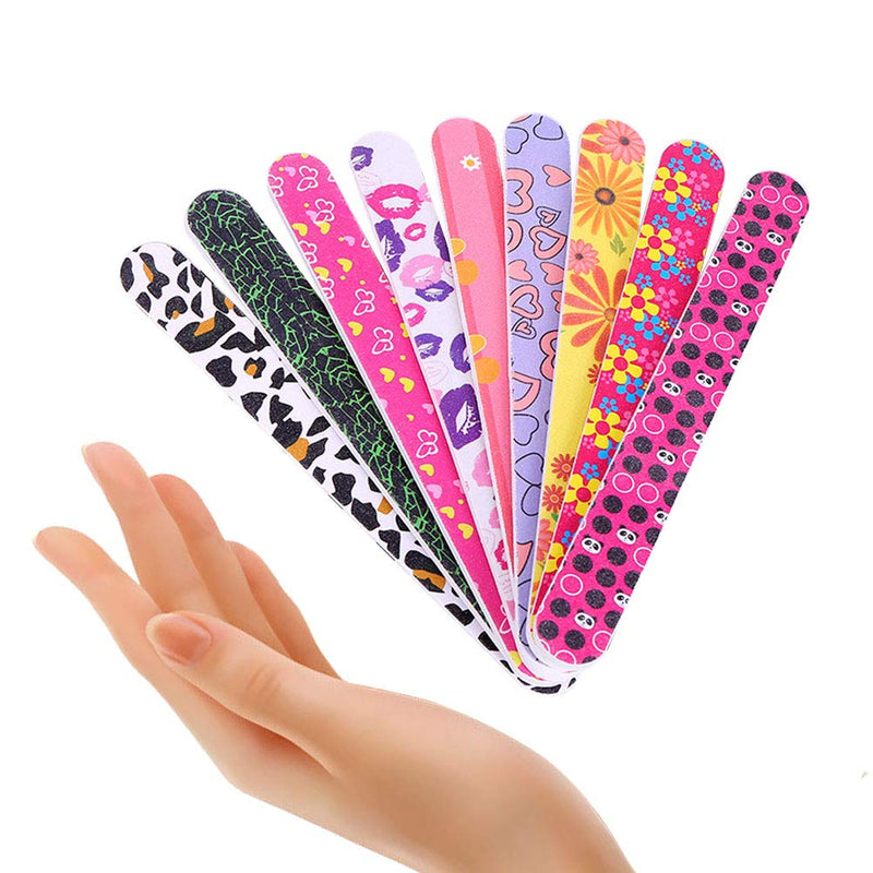 Lurrose 50pcs Printing Emery Boards Double Sided Nail File Buffers Manicure Tools (Random Pattern) - BeesActive Australia