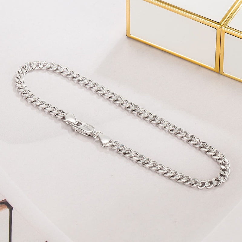 Dankadi Italian Sterling Silver Cuban Link Chain Bracelet Men 3MM 4MM 5MM 6.3 "6.7" 7 "7.5" 8 "8.5" 9 "Solid 925 Silver Bangle For Woman Teen Boy Cuff Jewelry Gift 8 inch - BeesActive Australia