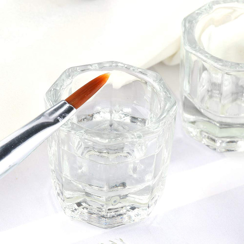 Yiicon 2 PCS Mini Acrylic Glass Cup Acrylic Nail Art Cup Crystal Jar for Mixing Acrylic Liquid Acrylic Powder Tiny Dappen Dish Octagon Tumber for Mixing Liquid Powder Nail Art Tools - BeesActive Australia