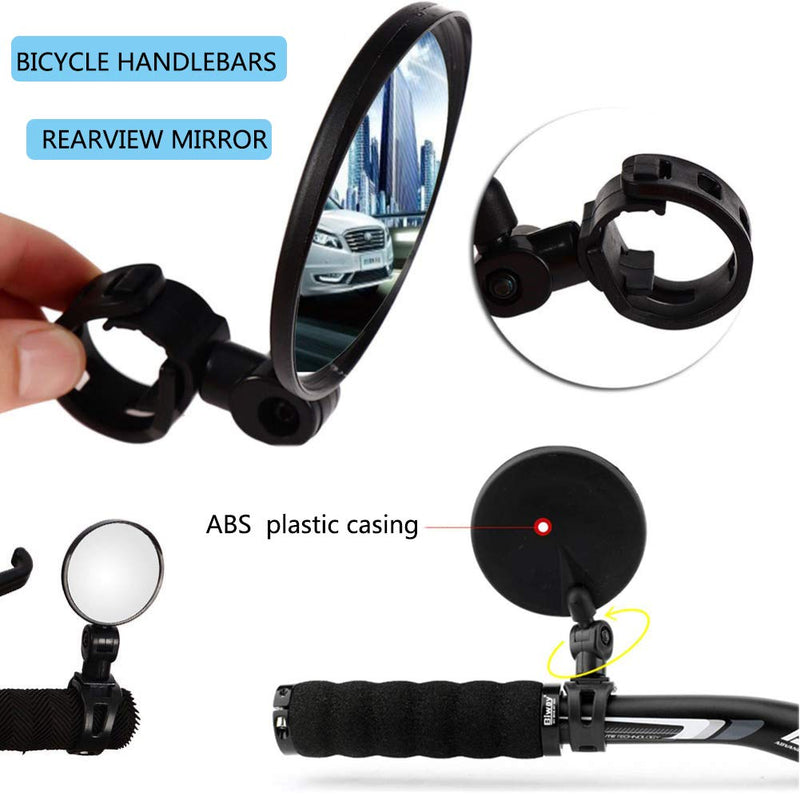 Bike mirror, 2pcs bike rear view mirrors with Wide Angle Convex Mirror, Adjustable Rotatable Handlebar for Mountain Bike, Off-Road Bike and Fixed Gear Bike Handlebars - BeesActive Australia