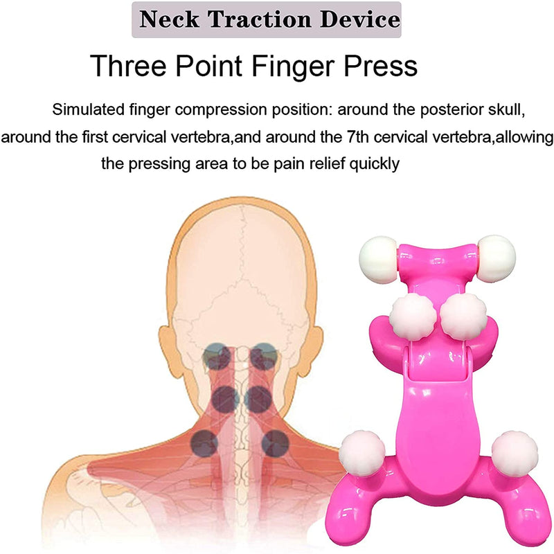 Cervical Neck Traction Massage Device, Silicone Massage Ball Trigger Point Therapy Tension Headache Relaxer Back Neck Relax Massager, Cervical Traction Equipment for Shoulder Pressure Neck Pain Relief - BeesActive Australia