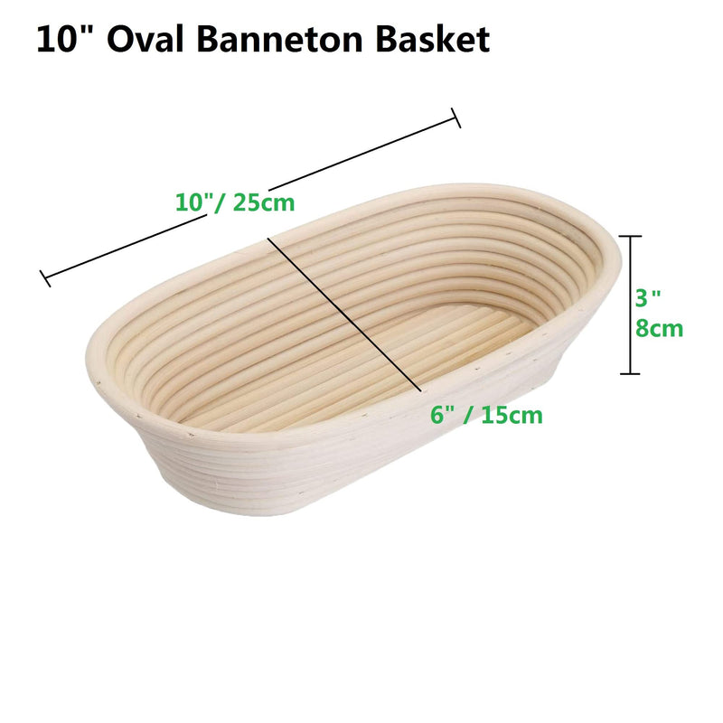 2 Pack 10 Inch Oval Bread Proofing Basket,Banneton Basket Bread Baking Bowl with Linen Liner Cloth, for Professional & Home Bakers Baking 10 inches Oval 2 pack - BeesActive Australia