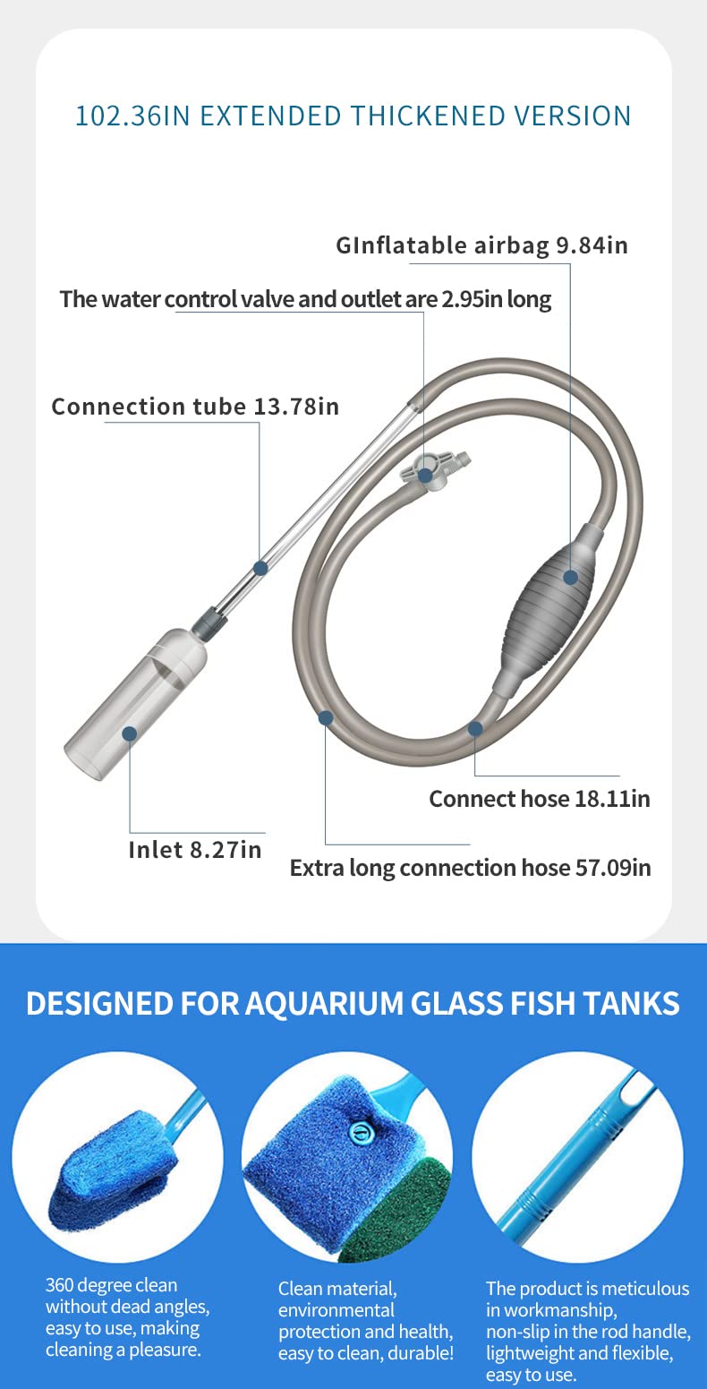 XINYUWZ Hose Fish Tank Water Change, Aquarium Water Changer,Aquarium Vacuum with Valve Switch Siphon Sand Cleaner for Aquarium Water Change（8.53ft） with Free Aquarium Brush（1.31ft）. - BeesActive Australia
