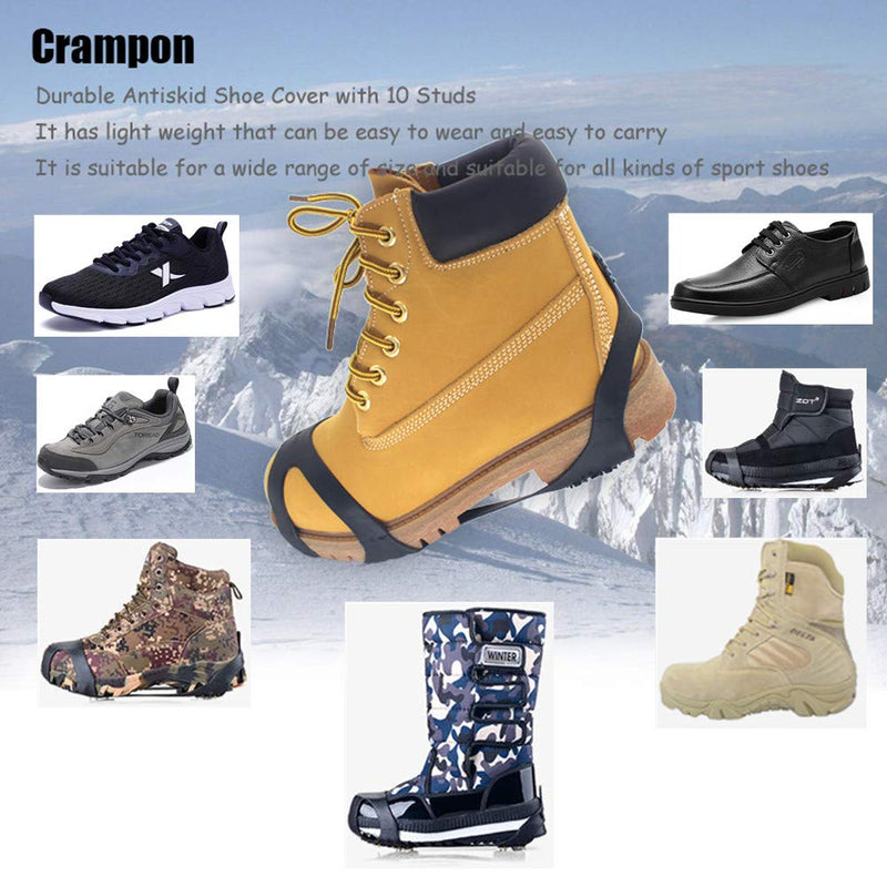 Fiersh Ice Cleats - Snow Grips Crampons Anti-Slip Traction Cleats Ice & Snow Grippers for Shoes and Boots - 10 Steel Studs Slip-on Stretch Footwear for Women Men Kids (Extra 10 Studs) Medium - BeesActive Australia