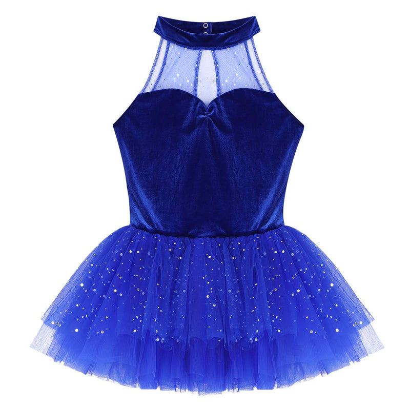 [AUSTRALIA] - inlzdz Women's Sequins Keyhole Camisole Professional Ballet Dance Layers Tutu Skirt Dancewear Blue Medium 