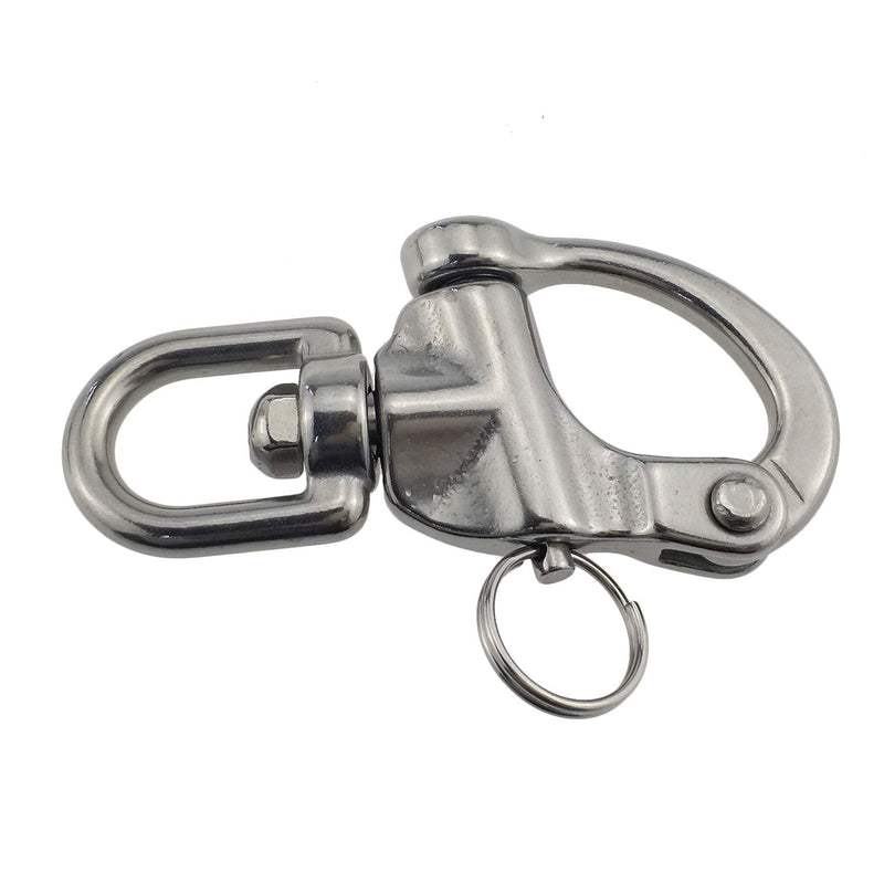 [AUSTRALIA] - keehui Pair 2-3/4inches Swivel Eye Snap Shackle Quick Release Bail Rigging Sailing Boat Marine 316 Stainless Steel for Sailboat Spinnaker Halyard 2-3/4" silver Pair 