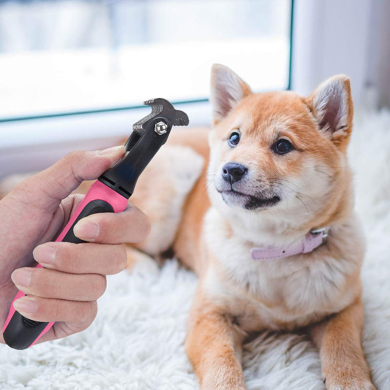 XLCL pet Pet Grooming Tool - 2 Sided Undercoat Rake for Cats and Dogs - Safe Dematting Comb for Easy Mats & Tangles Removing - No More Nasty Shedding and Flying Hair pink other - BeesActive Australia