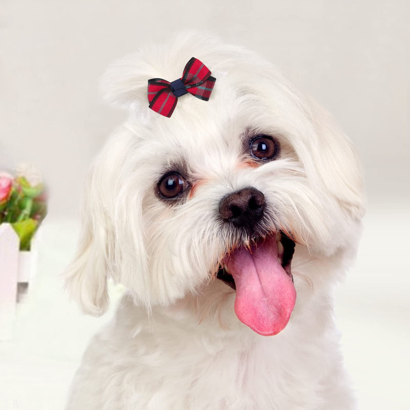PetsHome Dog Hair Clips 5 Pcs Cat Dog Hair Bows Pet Hair Barrettes Crown Hair Pins Handmade Cute Patterns Dog Grooming Hair Accessories for Pet Cat Dog Red - BeesActive Australia