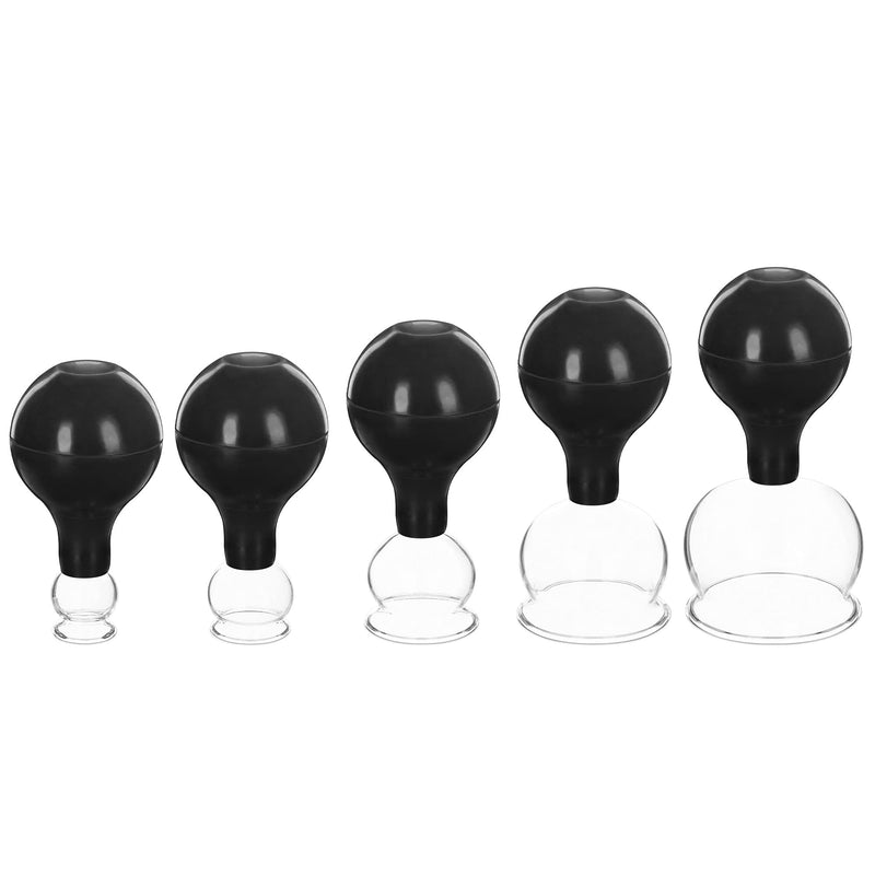Navaris Cupping Massage Set - Set of 5X Glass Vacuum Suction Cups for Massaging Face, Legs, Arms, Back, Stomach, Body - Suction Cup Massage - Black - BeesActive Australia