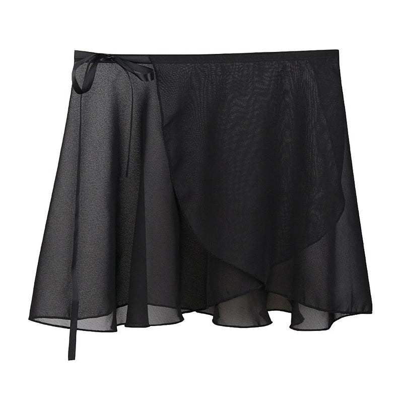 [AUSTRALIA] - Sportingbodybuilding Ballet Skirt Chiffon Wrap Dance Skirt for Women & Girls Black Large 