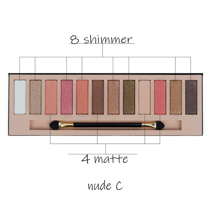 Serseul Eyeshadow Palette 12 Color Highly Pigmented Matte Shimmer Eye Makeup Pallet Creamy Texture Blendable and Long Lasting Cruelty Free Eyeshadow Nude C 4 Matte + 8 Shimmer - BeesActive Australia