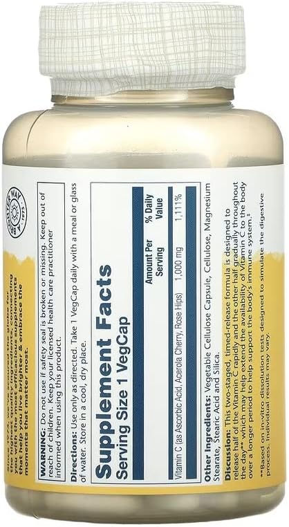 Solaray Vitamin C 1000mg 100 tablets [parallel import product] - BeesActive Australia