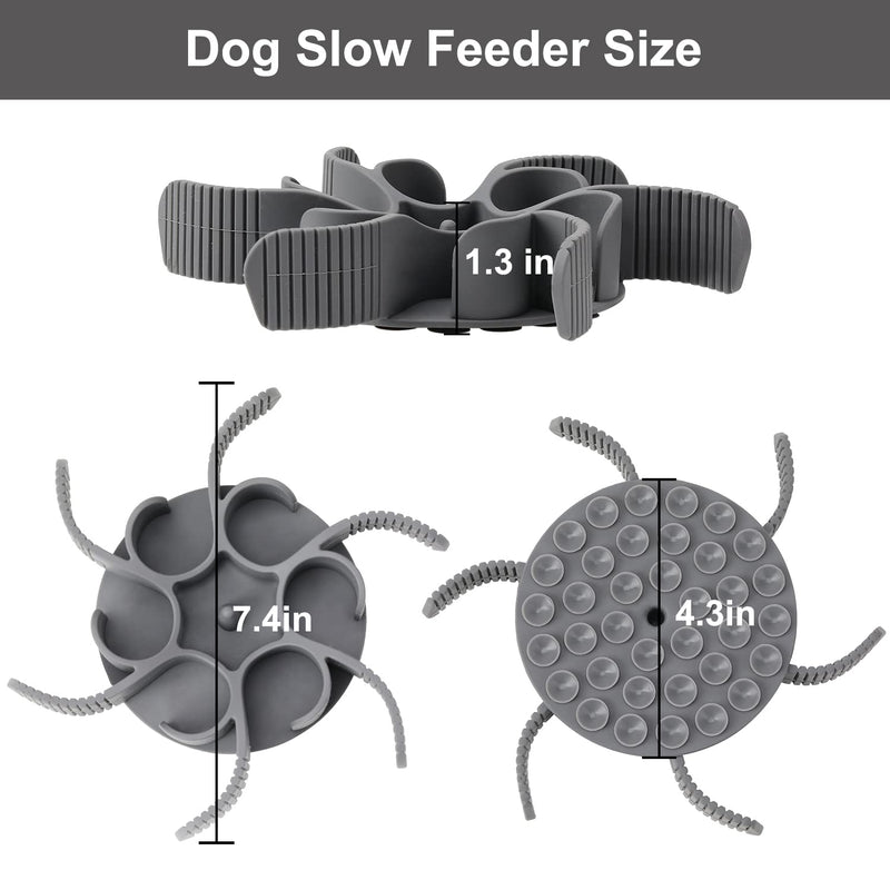 Anipaw Dog Slow Feeder Dog Bowls Silicone Spiral Dog Food Bowls Insert Dog Feeder to Slow Down Eating for Large Medium Small Breed Dogs Perfect with Stainless Steel Plastic Glass Ceramic Dog Bowls Grey - BeesActive Australia