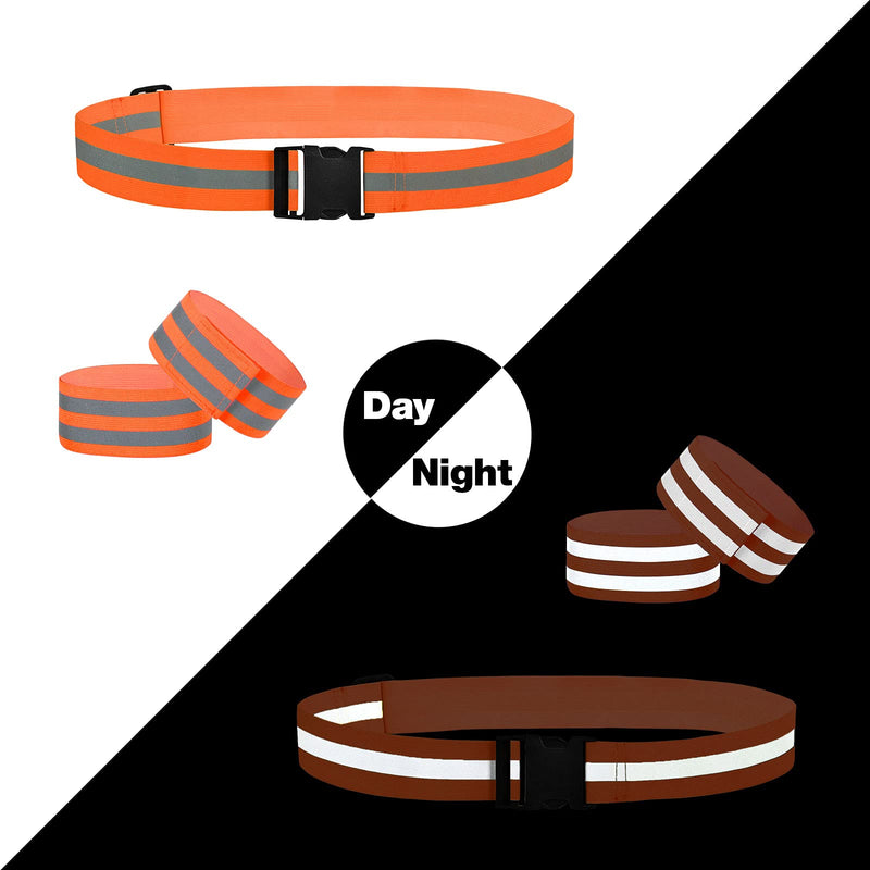 TCCFCCT Safety Reflective Vest, High Visibility Running Vest for Men Women, Safety Gear for Cycling Orange belt set - BeesActive Australia