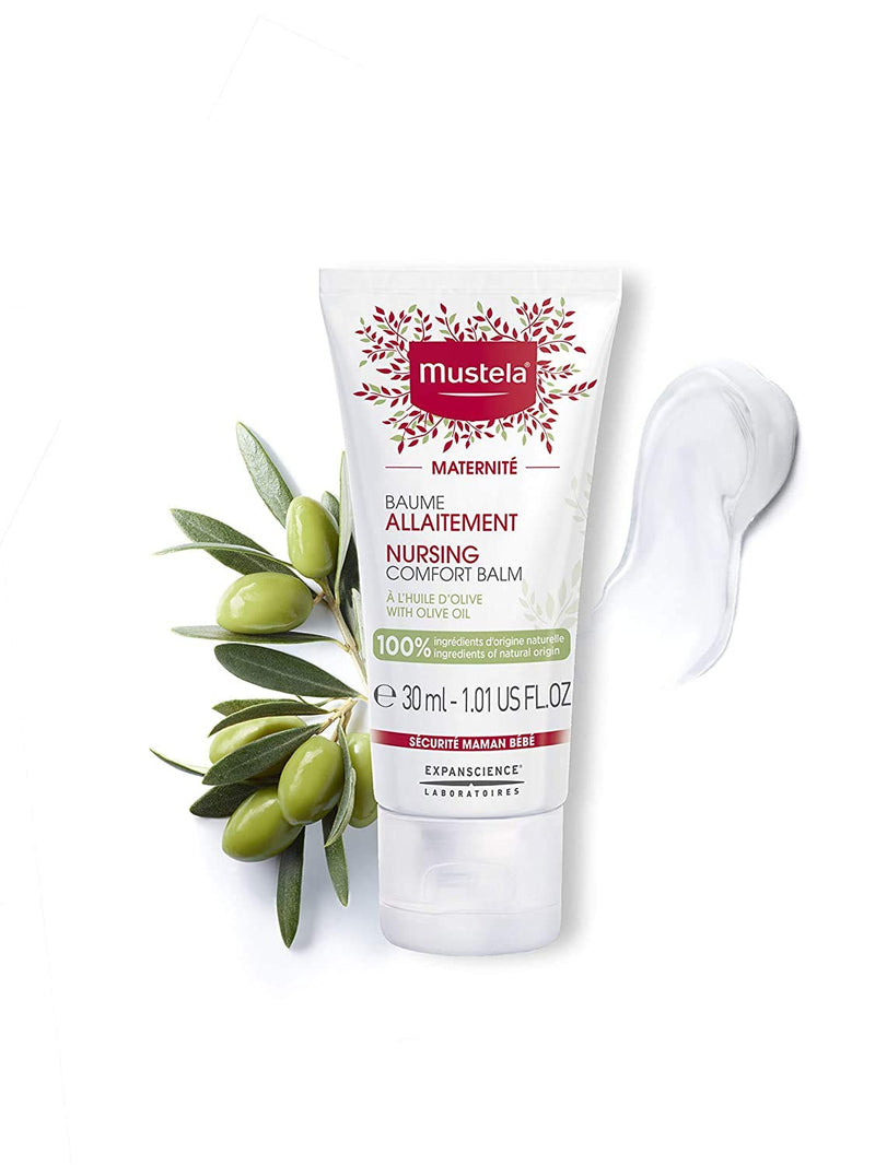 Mustela Maternity Nursing Comfort Balm - Nipple Cream for Breastfeeding - 100% Natural Ingredients & Olive Oil - Vegan & Fragrance Free - 1.01 fl. oz. - BeesActive Australia