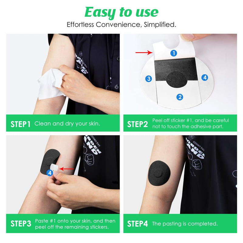 YOUSHARES Covers for Libre 3, Adhesive Patches (20pcs)- 7-14 Days Long Stay Fixation Monitor Protection, Waterproof Overpatch CGM Stickers for Libre 3, Easy to Use Pre-Cut Adhesive Tape (Black) 20pcs Black - BeesActive Australia