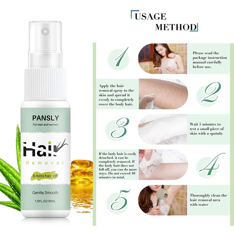 Hair Removal Spray For Women and Men, 8 Minutes Hair off Hair Removal for Gentle, Natural Hair Remover for Arms, Underarm, Legs, Bikini Areas, 30 ML - BeesActive Australia