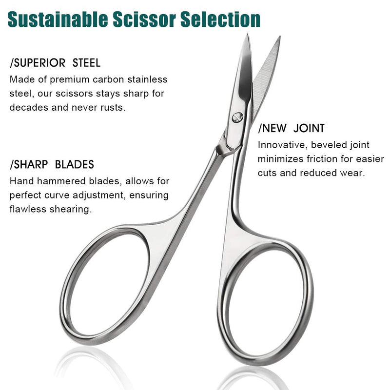 BEZOX Curved Blade Scissors Used as Cuticle Scissors,Nail Scissor or Eyebrow Scissors, Professional Stainless Steel Manicure Scissors for Man and Women - W/ Leather Packing Bag - BeesActive Australia