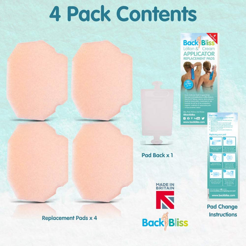 BackBliss LARP4 4 Replacement Refill Pads and 1 Pad Back 4 Pack for back lotion applicators Pack of 4 - BeesActive Australia