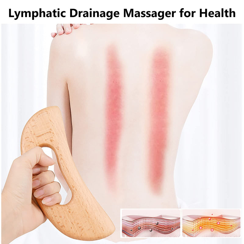 Lymphatic Drainage Massager, Wooden Gua Sha Tool, Manual Massage Scraper for Anti Cellulite and Relieve Muscle Fatigue, Body Gua Sha Paddle - BeesActive Australia