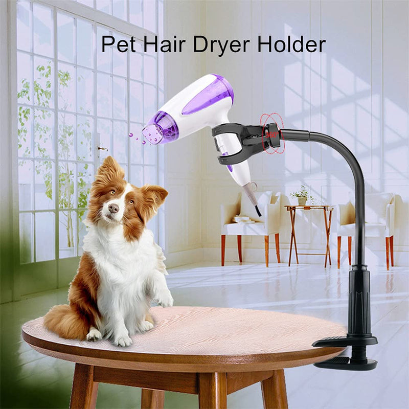 FOUUA Dog Hair Dryer Stand, Pet Grooming Table Hair Dryer Holder, Hands Free Blow Dryer Holder, 360 Degrees Rotatable Lazy Hair Dryer Stand with Adjustable Clamp Mount for Dog Cat Grooming - BeesActive Australia