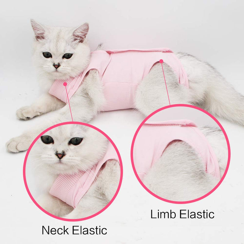 Cat Professional Recovery Suit for Abdominal Wounds or Skin Diseases, E-Collar Alternative for Cats and Dogs, After Surgery Wear, Pajama Suit Medium Pink - BeesActive Australia