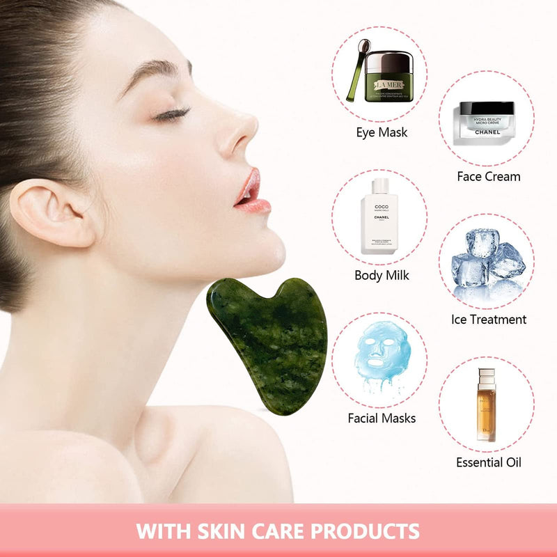Gua Sha, Premium Gua Sha Stone, Guasha for Face Upgraded, Guasha Stone Natural Jade Stone Green - BeesActive Australia