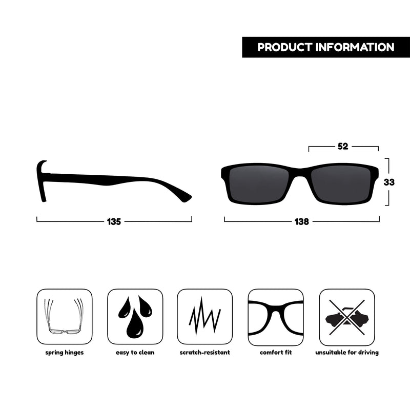 The Reading Glasses Company Black Sun Readers UV400 Designer Style Mens Womens S92-1 +1.00 +1.00 Magnification - BeesActive Australia