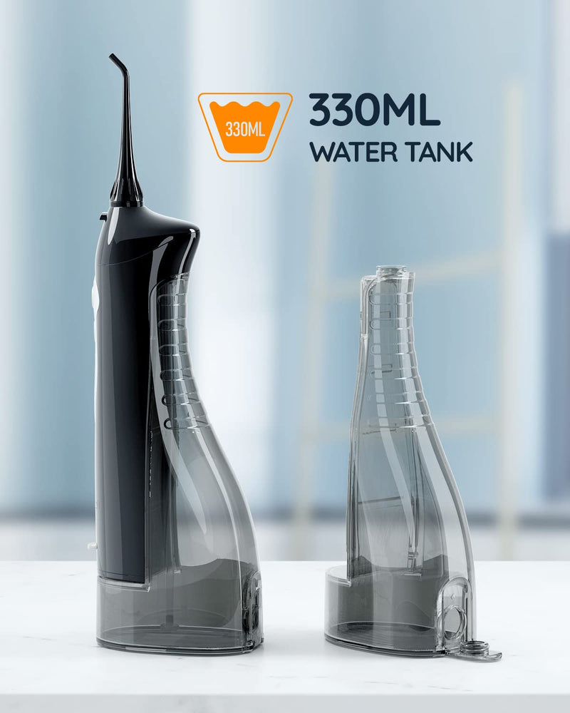 Water Flosser Cordless Advanced Water Flosser Teeth Cleaner Capacity, USB Rechargeable Dental Flosser, IPX7 Waterproof 3 Modes & 3 Jet Tips and 1 Tongue Scraper for Teeth/Braces/Bridges Clean Black - BeesActive Australia