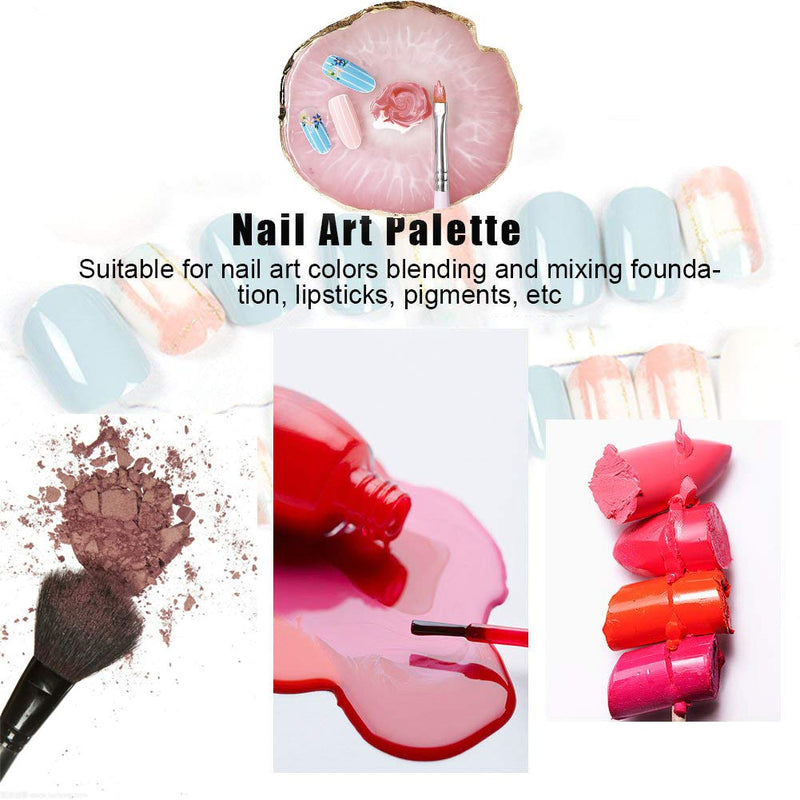 Resin Nail Art Palette, Kalolary Polish Holder Drawing Color Palette, Nail Art Painting Gel Palette Manicure Tool (Pink) Pink - BeesActive Australia