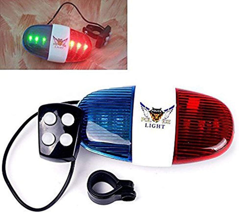 Bicycle Police Sound Light -GAOZHI new police 6-LED Strobe Blue Red Bicycle Safety Light 4 Melody Loud Siren Sound Trumpet Cycling Horn Bells(Batteries Not Included) - BeesActive Australia
