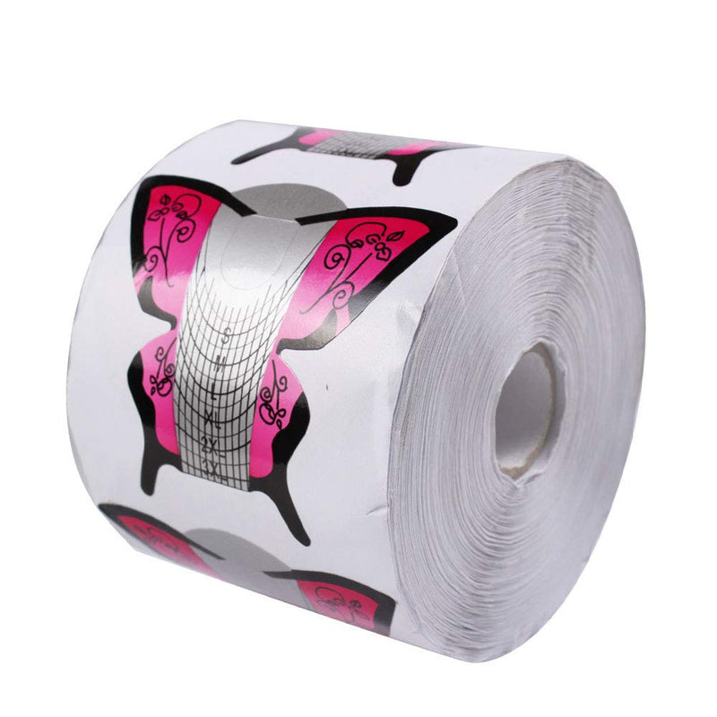 Beauty Leader 500pcs Nail Form Pink Butterfly Design Adhesive Nail Form for Acrylic/UV Gel Nail Tips Extension Manicure Nail Art Tool - BeesActive Australia