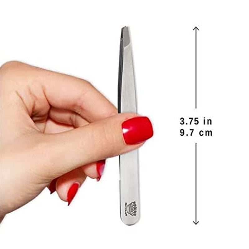 Regine Switzerland Slant Tweezer - Handmade in Switzerland - Professional Eyebrow, Facial & Hair Remover - Etched Interior Tip to Grab Hair From the Root - Perfectly Aligned Tips - Stainless Steel Silver - BeesActive Australia