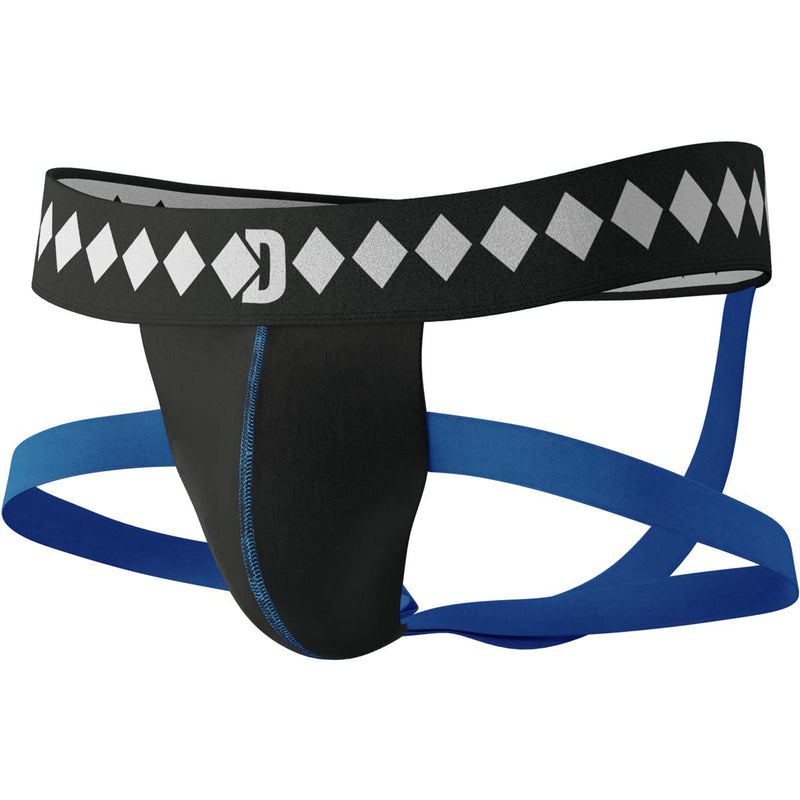 [AUSTRALIA] - Diamond MMA Four-Strap Jock Strap Supporter with Built-in Athletic Cup Pocket for Sports Black Xlarge 