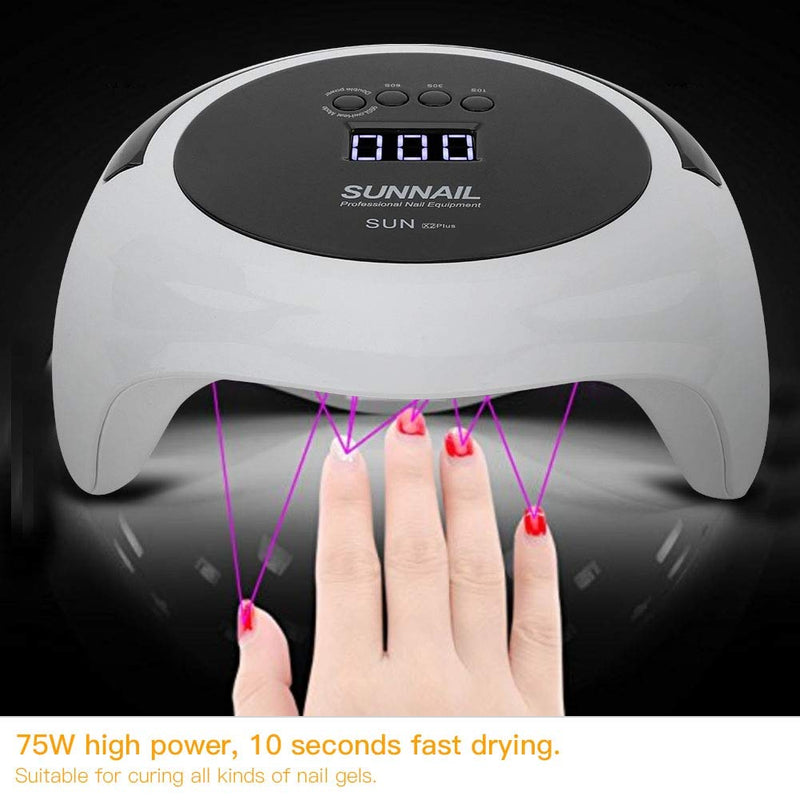 75W UV LED Nail Lamp Dryer, Professional Intelligent Nail Art Dryer Nail Gel Polish Curing Manicure Nail Dryer Light Curing Lamp with Timer/Sensor for Led UV Gel Nail Polish(US) Us - BeesActive Australia