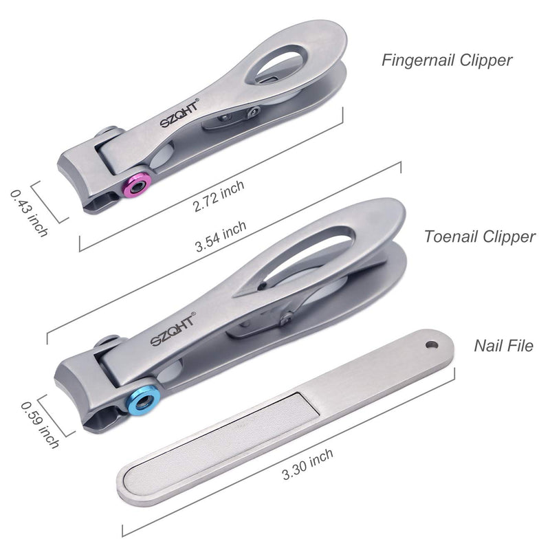 SZQHT Extra Wide Jaw Opening Nail Clippers for Thick Nails Cutter for Ingrown Toenail Clippers & Fingernails Manicure Set,Pedicure Kit,Men & Women(Silver) Silver - BeesActive Australia